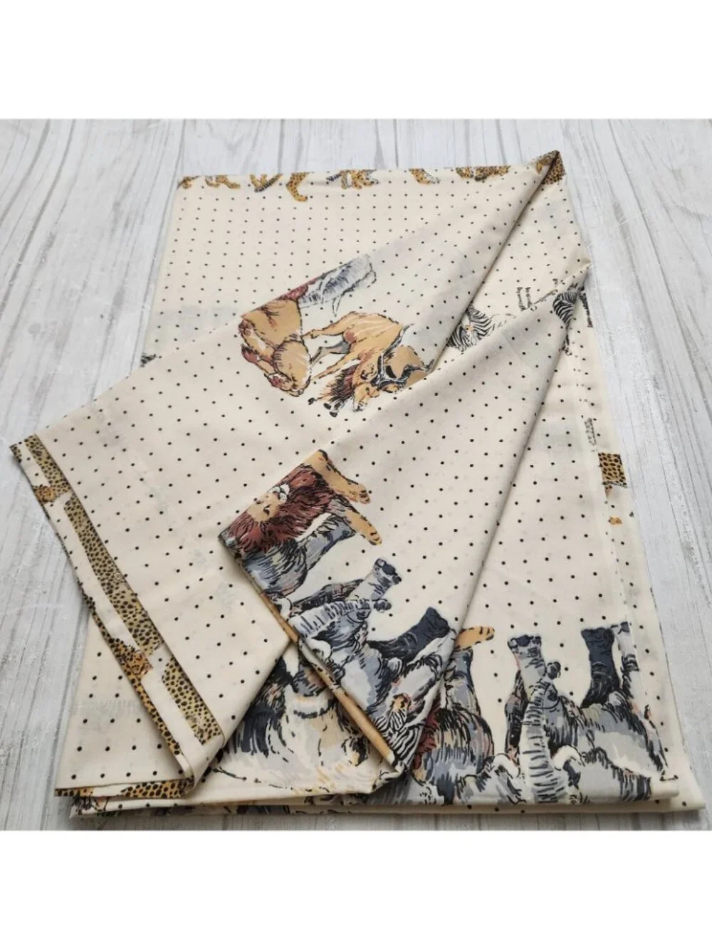 Vintage Lady Pepperell Animal WalkSafari Animals and Polka Dots Twin Flat Sheet